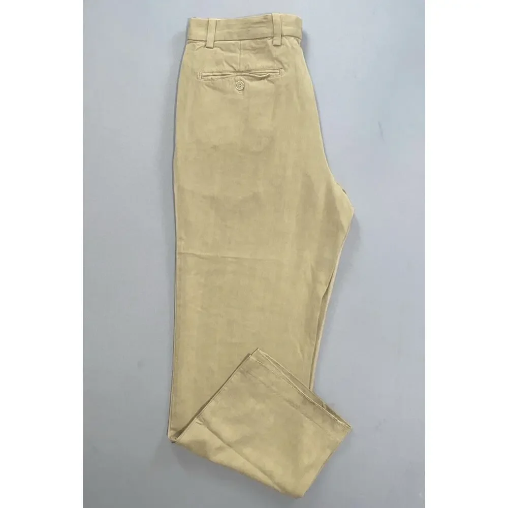 Tommy Bahama Silk/Bamboo Rayon Pleated Chino Pants. Beige Herringbone, 32X29 GUC